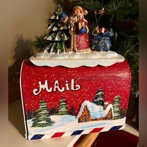 Home Interiors Metal Christmas Mailbox w/ Santa – Holiday Décor. G2WC